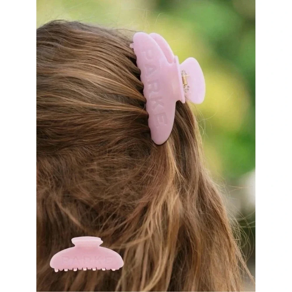 Parke Summerland Conch Pink Claw Clip with Heritage Terry Pouch New